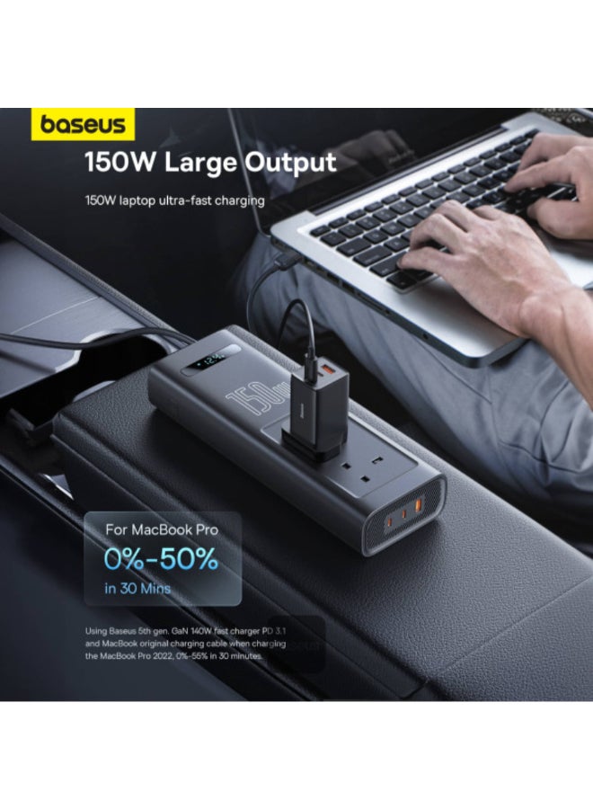 Baseus 150W 12V DC Smart Display Car Power Inverter Black 9 x 4.6 x 27 cm C00337606117-Z1 - Image 3